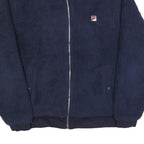 FILA Womens Navy Blue Classic Polyester Zip Up Fleece Jacket XL Casual Outerwear