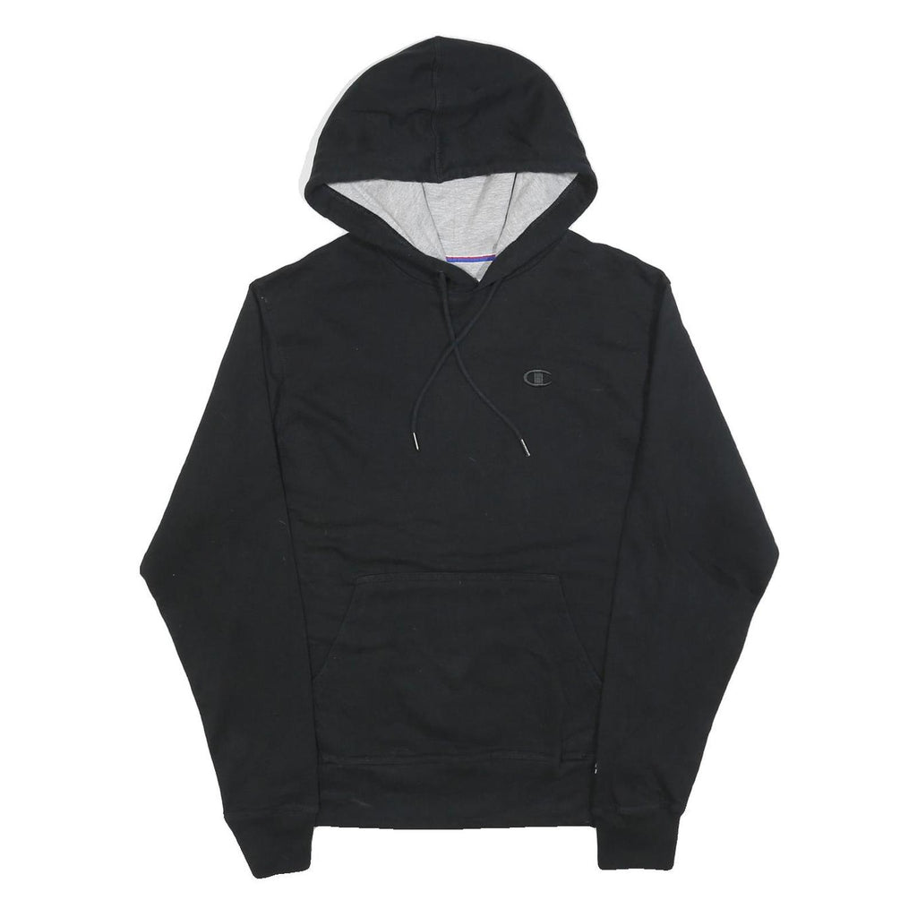 CHAMPION Mens Black Hoodie S Cotton Blend Pullover Lightweight Drawstring
