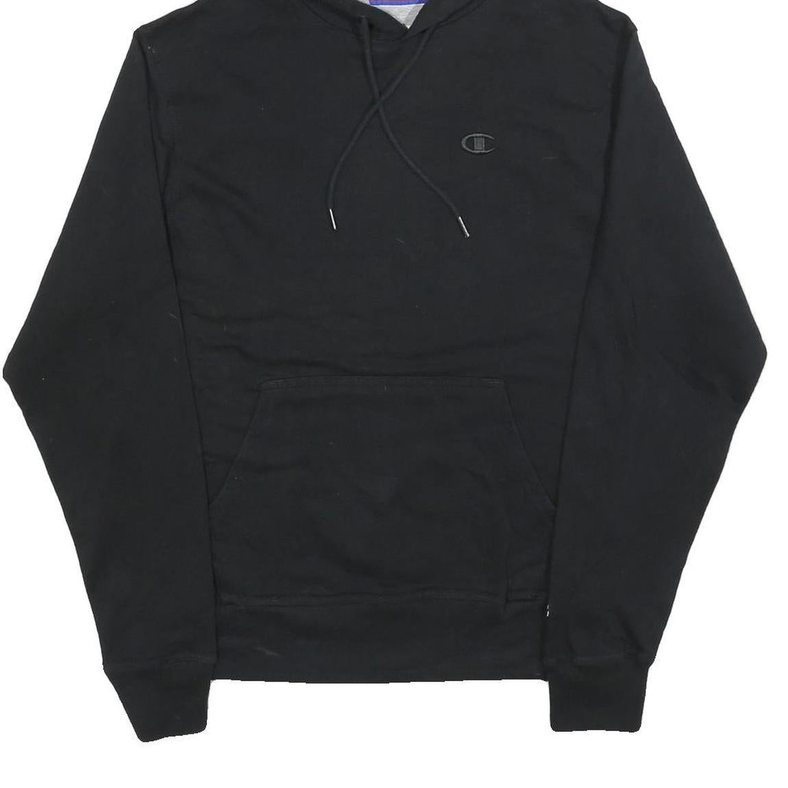 CHAMPION Mens Black Hoodie S Cotton Blend Pullover Lightweight Drawstring