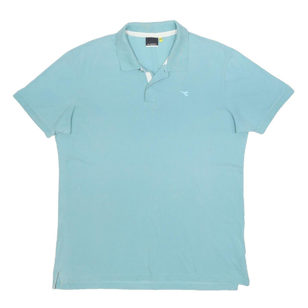 DIADORA Mens Blue Polo Shirt 3XL Cotton Short Sleeve Casual Lightweight