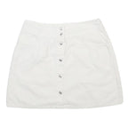 BENETTON Womens White Cotton Mini Skirt Button Front Casual Summer