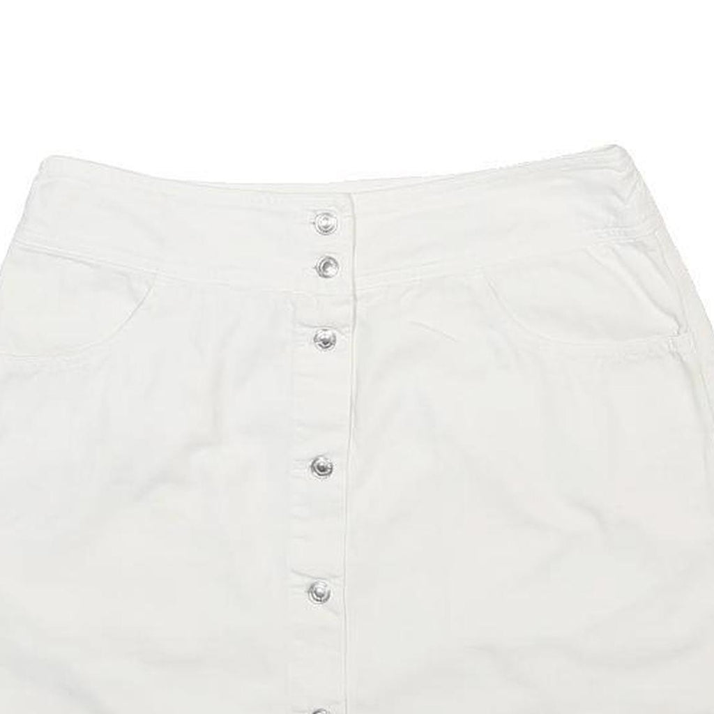 BENETTON Womens White Cotton Mini Skirt Button Front Casual Summer