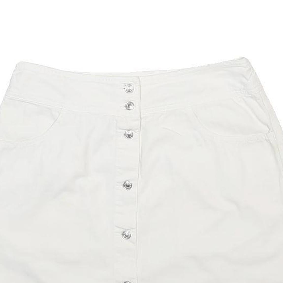 BENETTON Womens White Cotton Mini Skirt Button Front Casual Summer