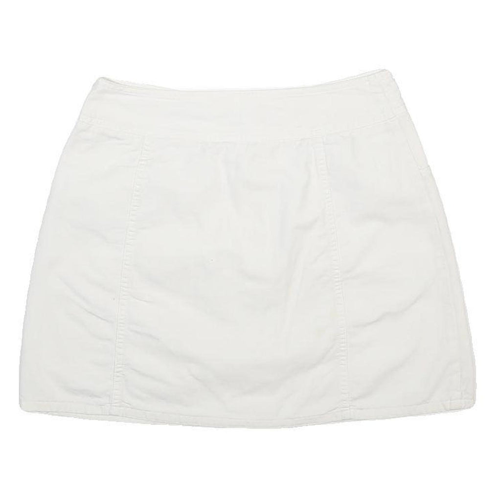 BENETTON Womens White Cotton Mini Skirt Button Front Casual Summer