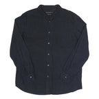 FRENCH CONNECTION Mens Navy Blue Check Shirt L Cotton Long Sleeve Casual Twill