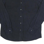 FRENCH CONNECTION Mens Navy Blue Check Shirt L Cotton Long Sleeve Casual Twill