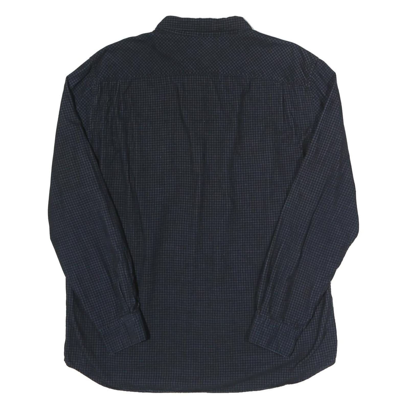 FRENCH CONNECTION Mens Navy Blue Check Shirt L Cotton Long Sleeve Casual Twill