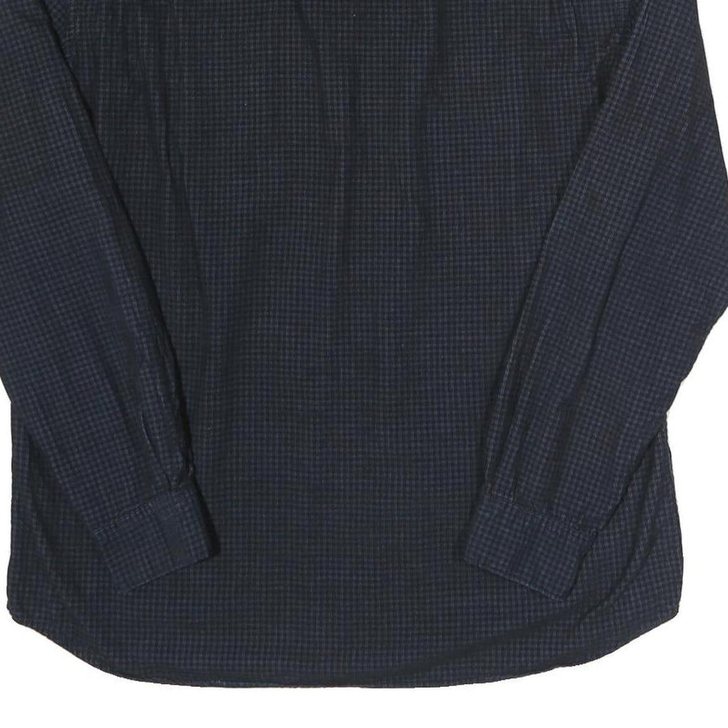 FRENCH CONNECTION Mens Navy Blue Check Shirt L Cotton Long Sleeve Casual Twill