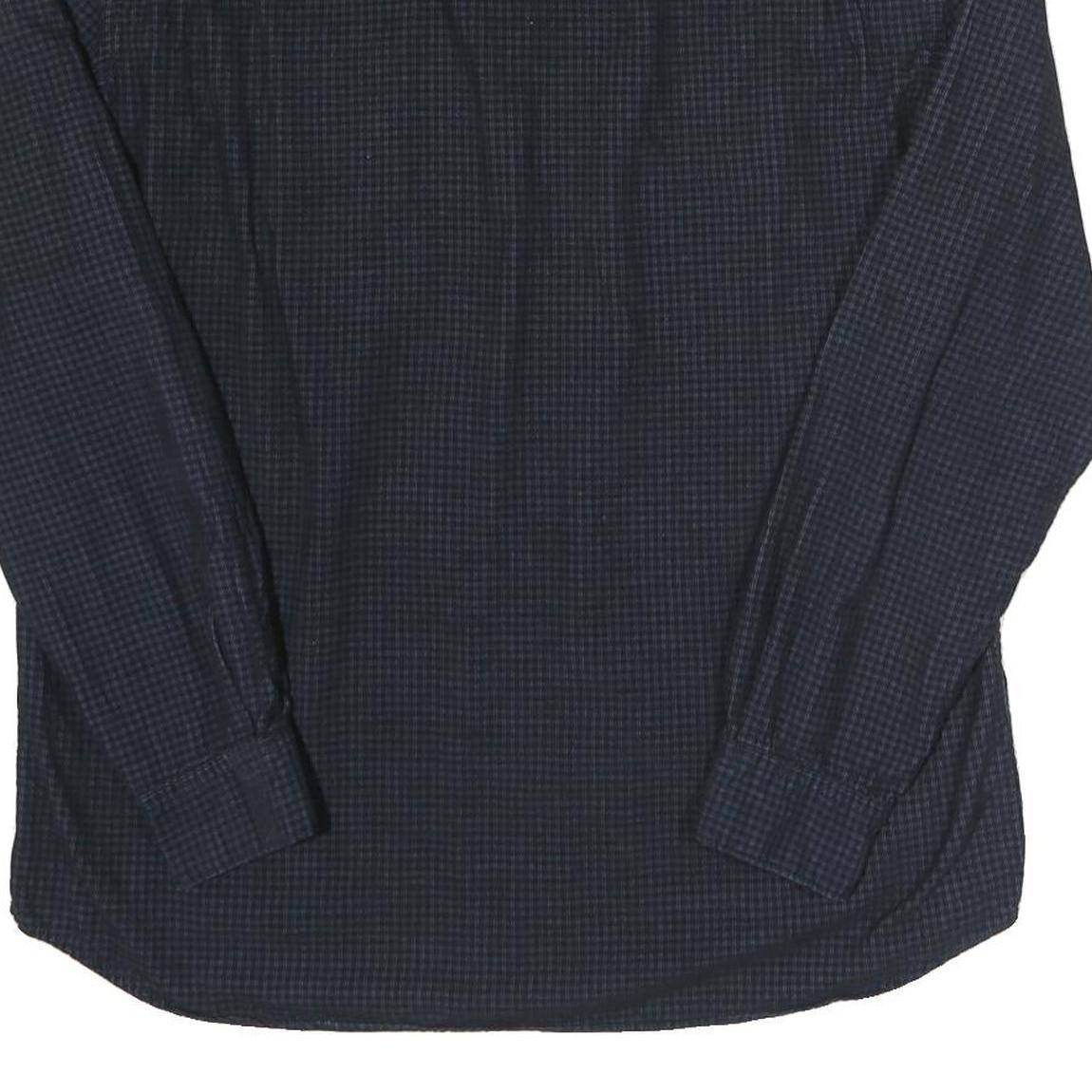 FRENCH CONNECTION Mens Navy Blue Check Shirt L Cotton Long Sleeve Casual Twill