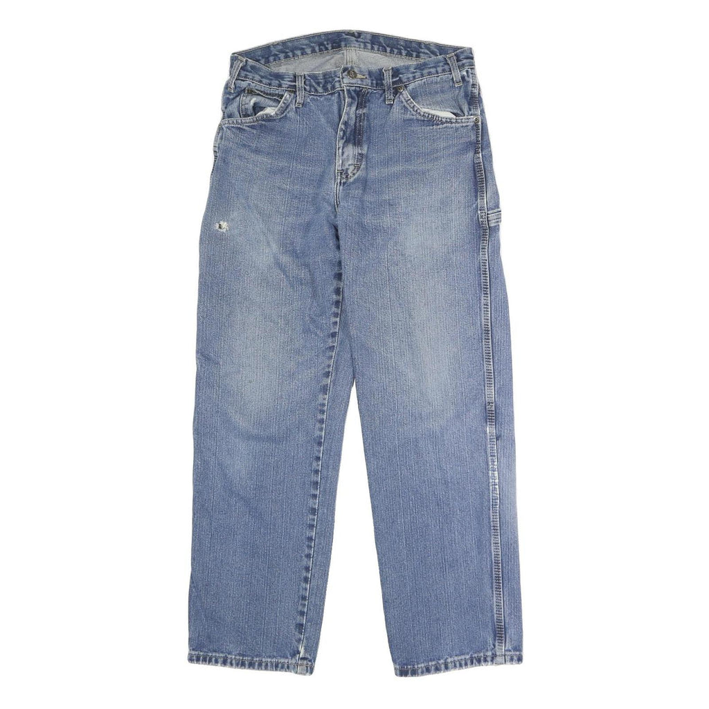 DICKIES Mens Regular Blue Denim Straight Button Jeans W32 L29 Workwear