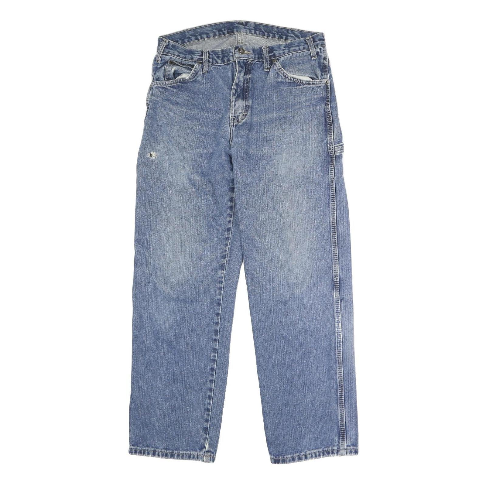 DICKIES Mens Regular Blue Denim Straight Button Jeans W32 L29 Workwear