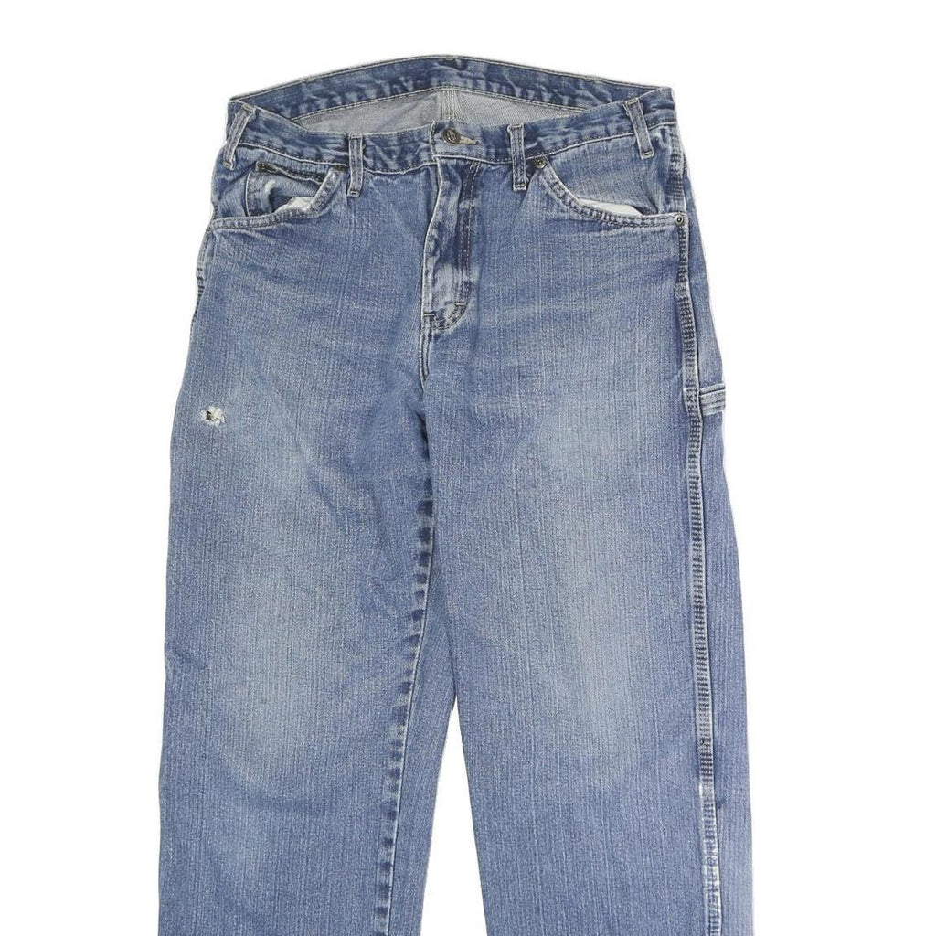 DICKIES Mens Regular Blue Denim Straight Button Jeans W32 L29 Workwear