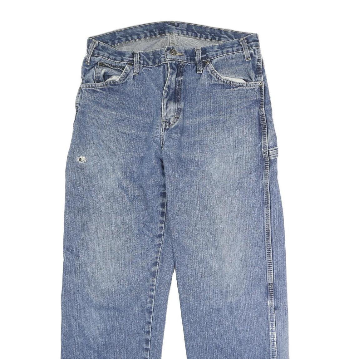 DICKIES Mens Regular Blue Denim Straight Button Jeans W32 L29 Workwear