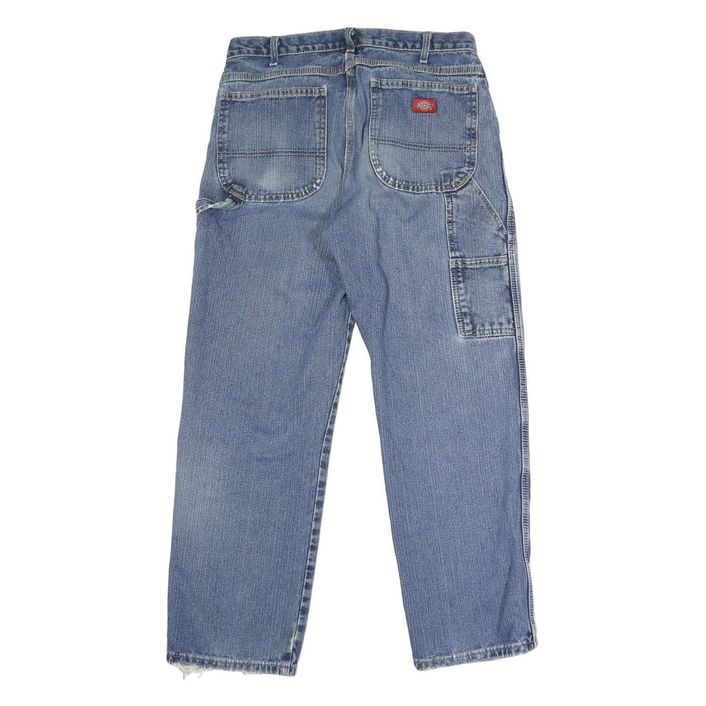 DICKIES Mens Regular Blue Denim Straight Button Jeans W32 L29 Workwear