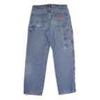 DICKIES Mens Regular Blue Denim Straight Button Jeans W32 L29 Workwear