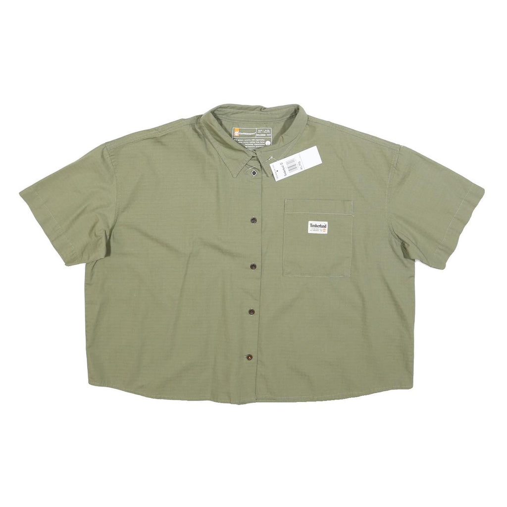 TIMBERLAND Womens Green Short Sleeve Cotton Blend Shirt XL Casual Summer