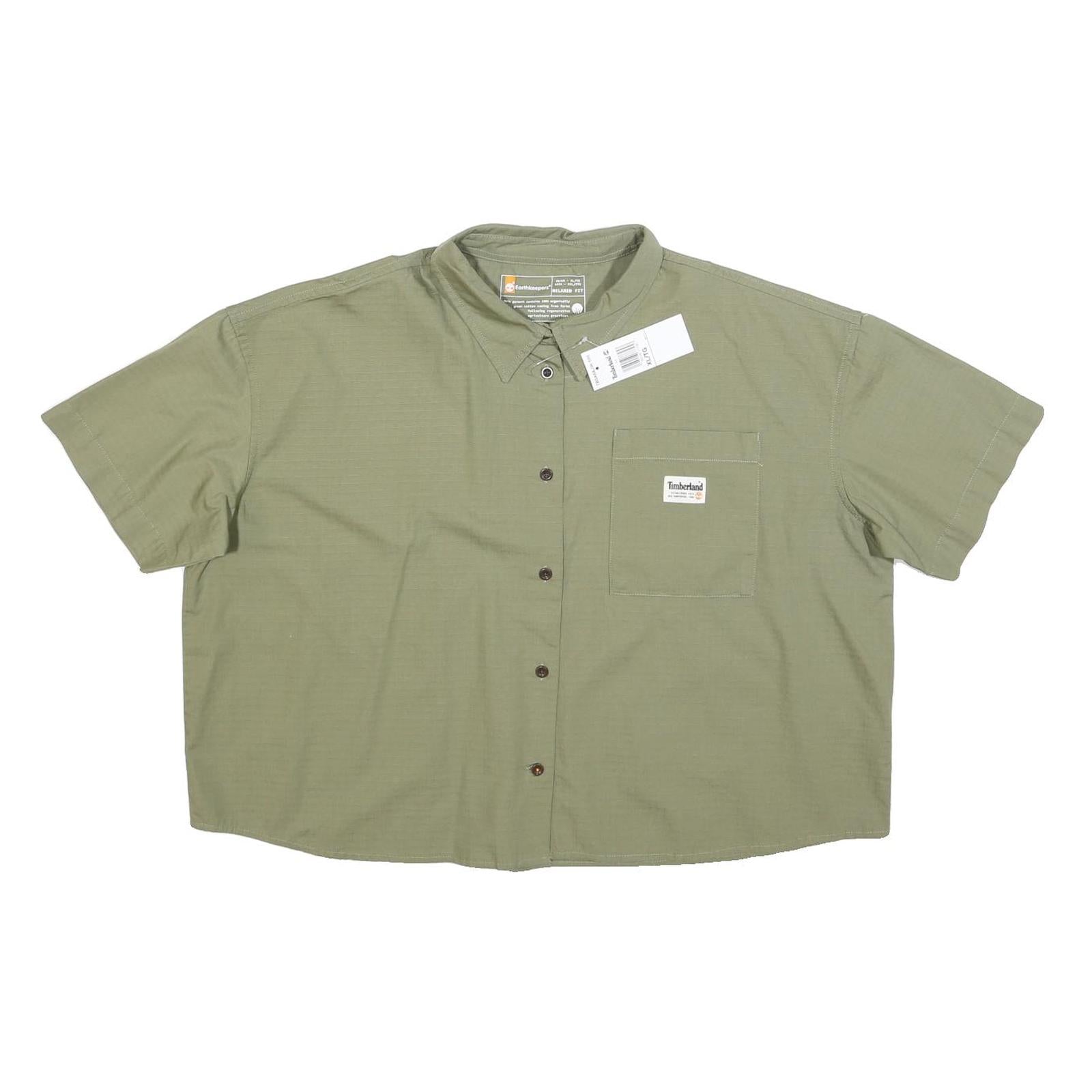 TIMBERLAND Womens Green Short Sleeve Cotton Blend Shirt XL Casual Summer