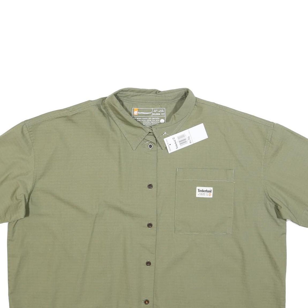 TIMBERLAND Womens Green Short Sleeve Cotton Blend Shirt XL Casual Summer