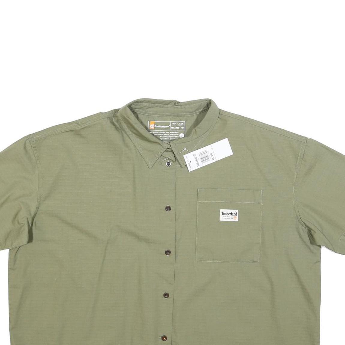 TIMBERLAND Womens Green Short Sleeve Cotton Blend Shirt XL Casual Summer