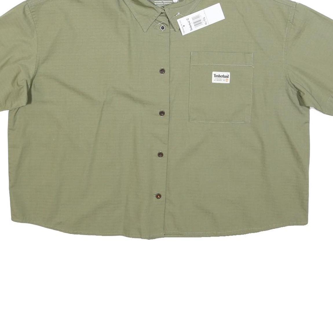 TIMBERLAND Womens Green Short Sleeve Cotton Blend Shirt XL Casual Summer