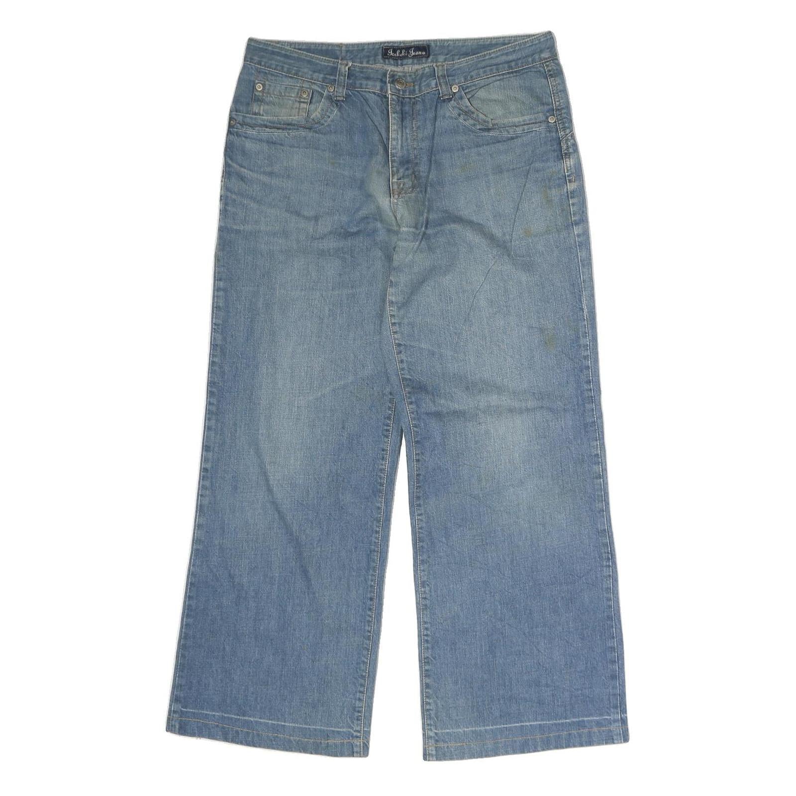 ICEKEKI JEAN Mens Jeans Blue Regular Wide-Leg Denim Medium W32 L27 Classic