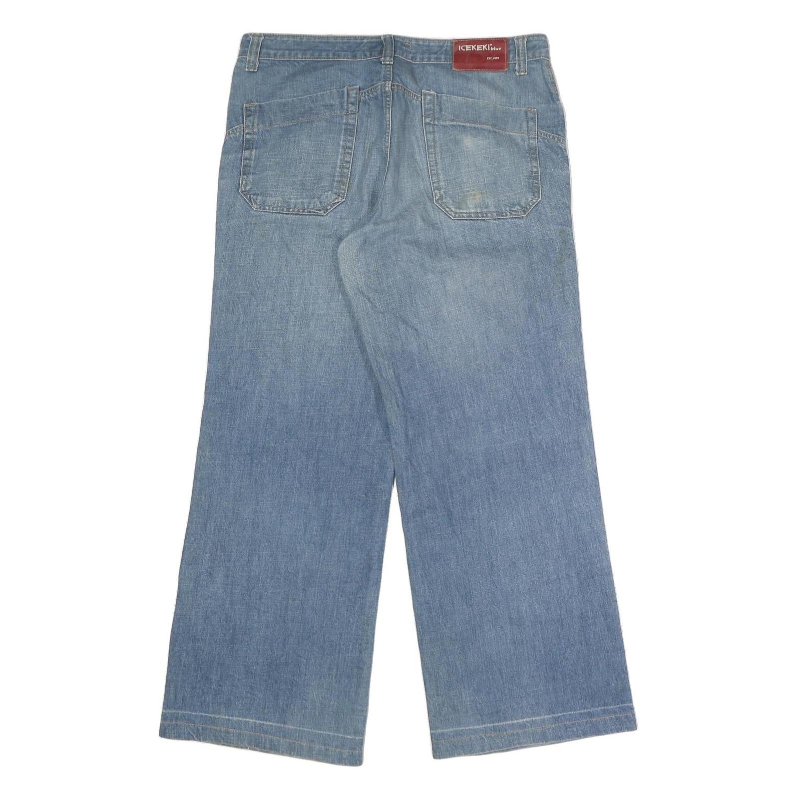 ICEKEKI JEAN Mens Jeans Blue Regular Wide-Leg Denim Medium W32 L27 Classic