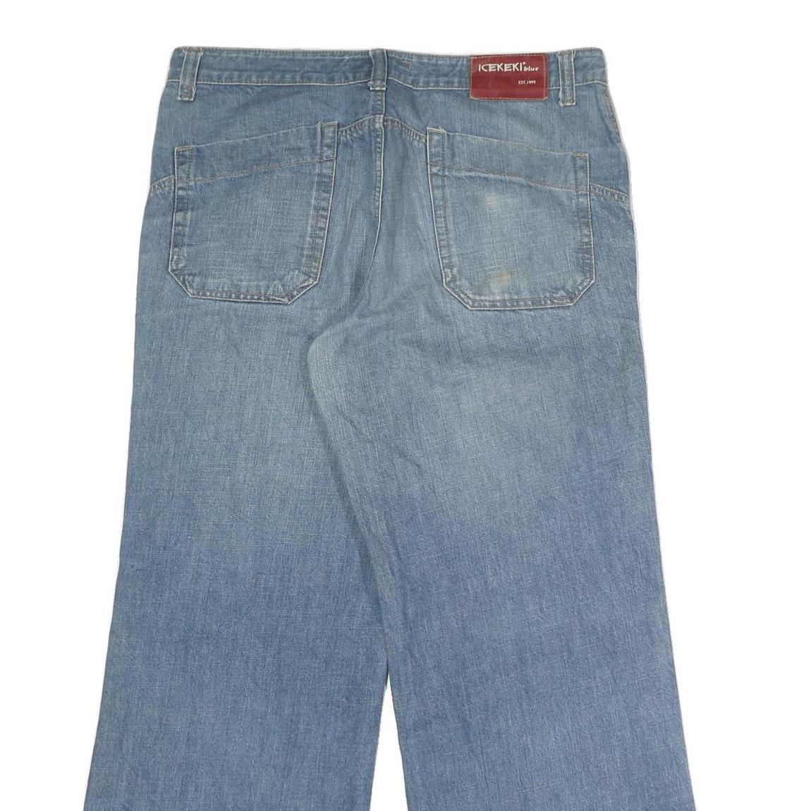 ICEKEKI JEAN Mens Jeans Blue Regular Wide-Leg Denim Medium W32 L27 Classic
