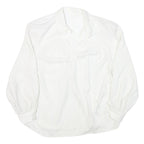 Womens White Rayon Basic Shirt Long Sleeve Collared Button Neck Plain M
