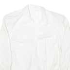 Womens White Rayon Basic Shirt Long Sleeve Collared Button Neck Plain M