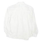 Womens White Rayon Basic Shirt Long Sleeve Collared Button Neck Plain M