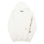 CARHARTT Womens White ¼ Zip Hoodie S Sleeve Logo Plain Cotton Blend Casual