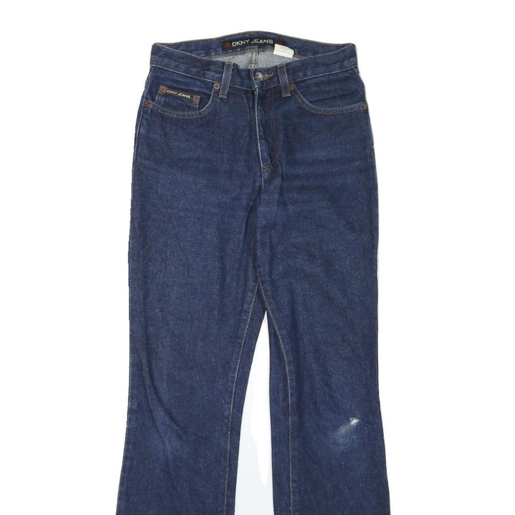 DKNY Womens Regular Fit Straight Leg Denim Dark Blue Jeans W26 L31 Classic Zip