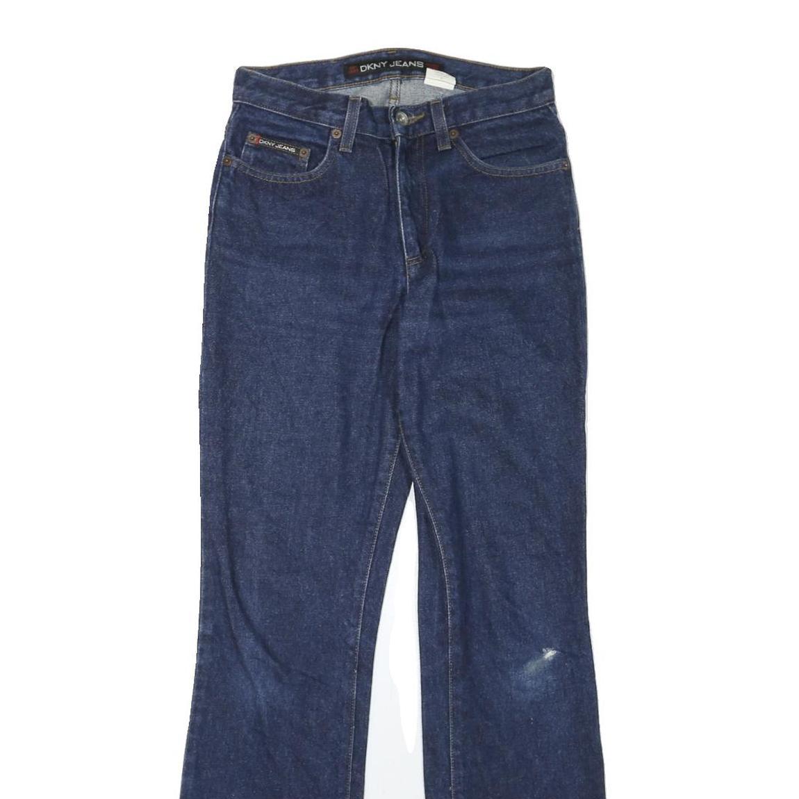 DKNY Womens Regular Fit Straight Leg Denim Dark Blue Jeans W26 L31 Classic Zip