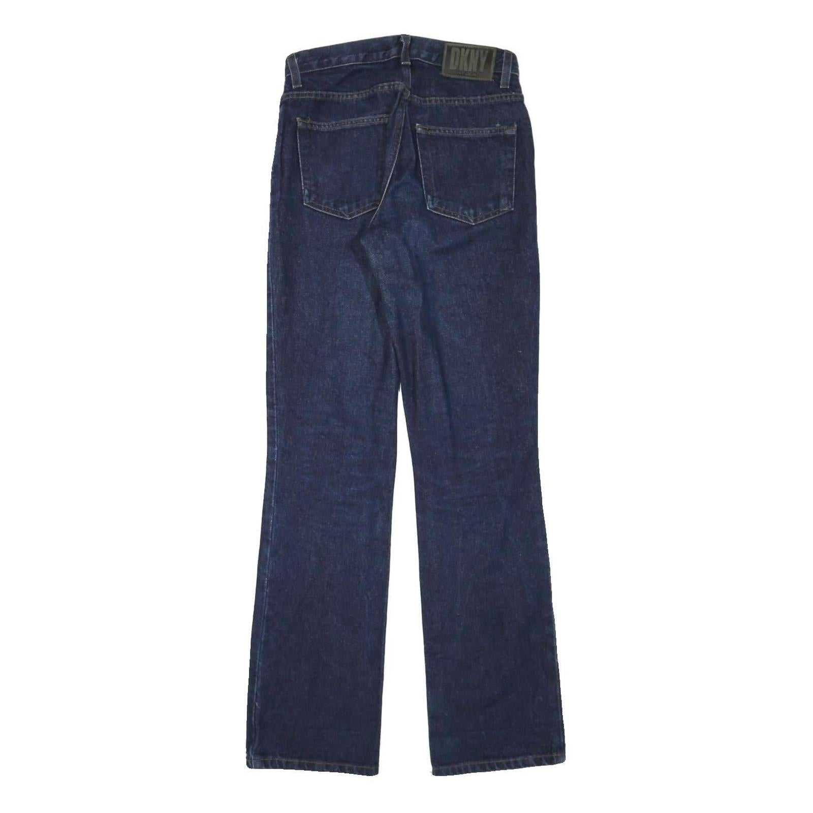 DKNY Womens Regular Fit Straight Leg Denim Dark Blue Jeans W26 L31 Classic Zip