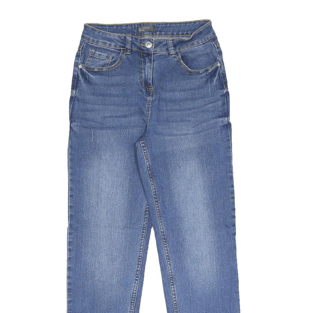 PAPAYA Womens Blue Regular Fit Straight Leg Denim W26 L29 Cotton Blend Zip Jeans