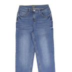 PAPAYA Womens Blue Regular Fit Straight Leg Denim W26 L29 Cotton Blend Zip Jeans