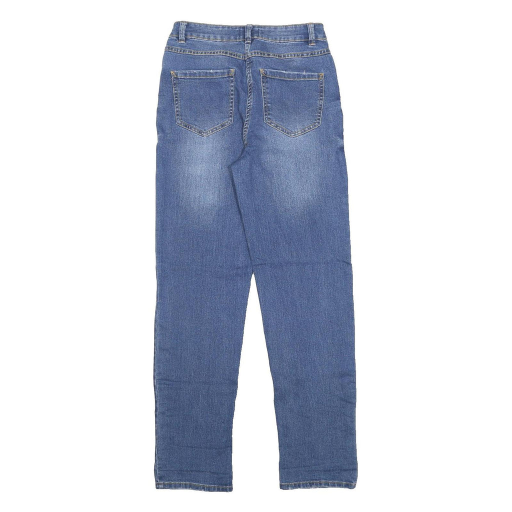 PAPAYA Womens Blue Regular Fit Straight Leg Denim W26 L29 Cotton Blend Zip Jeans