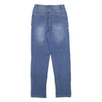 PAPAYA Womens Blue Regular Fit Straight Leg Denim W26 L29 Cotton Blend Zip Jeans
