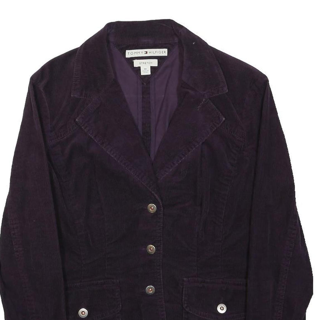 TOMMY HILFIGER Womens Purple Cotton Corduroy Blazer Jacket M Stretch Button