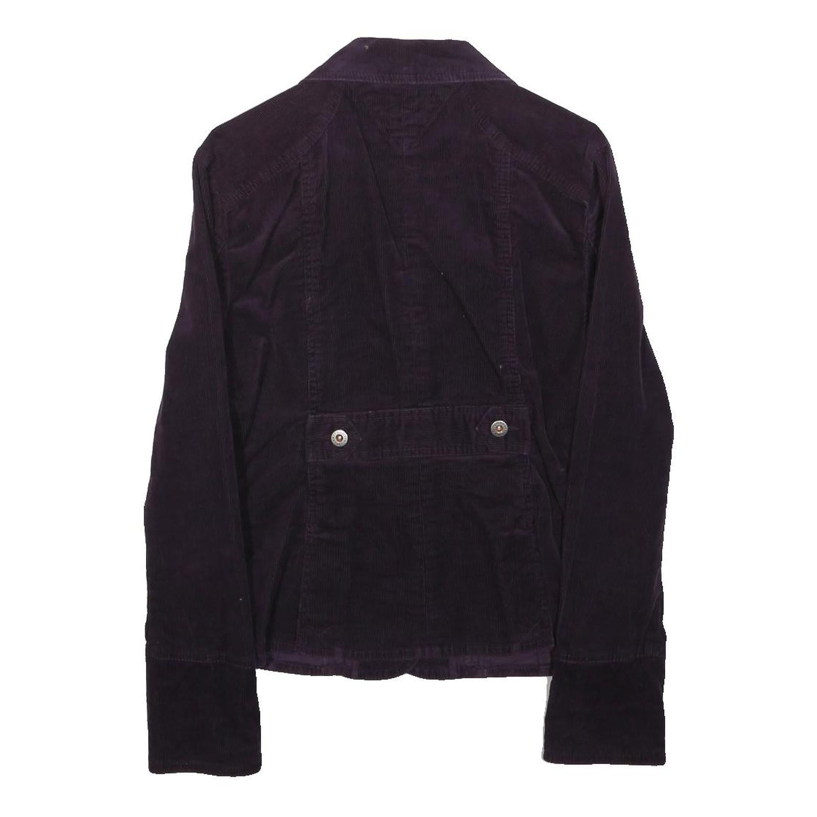 TOMMY HILFIGER Womens Purple Cotton Corduroy Blazer Jacket M Stretch Button