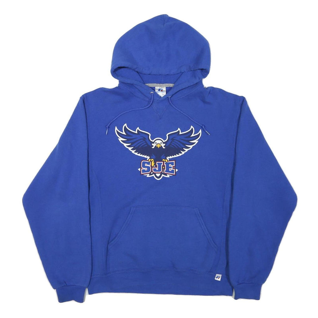 RUSSELL ATHLETIC Mens Blue Hoodie M Pullover Cotton Blend Eagle Graphic