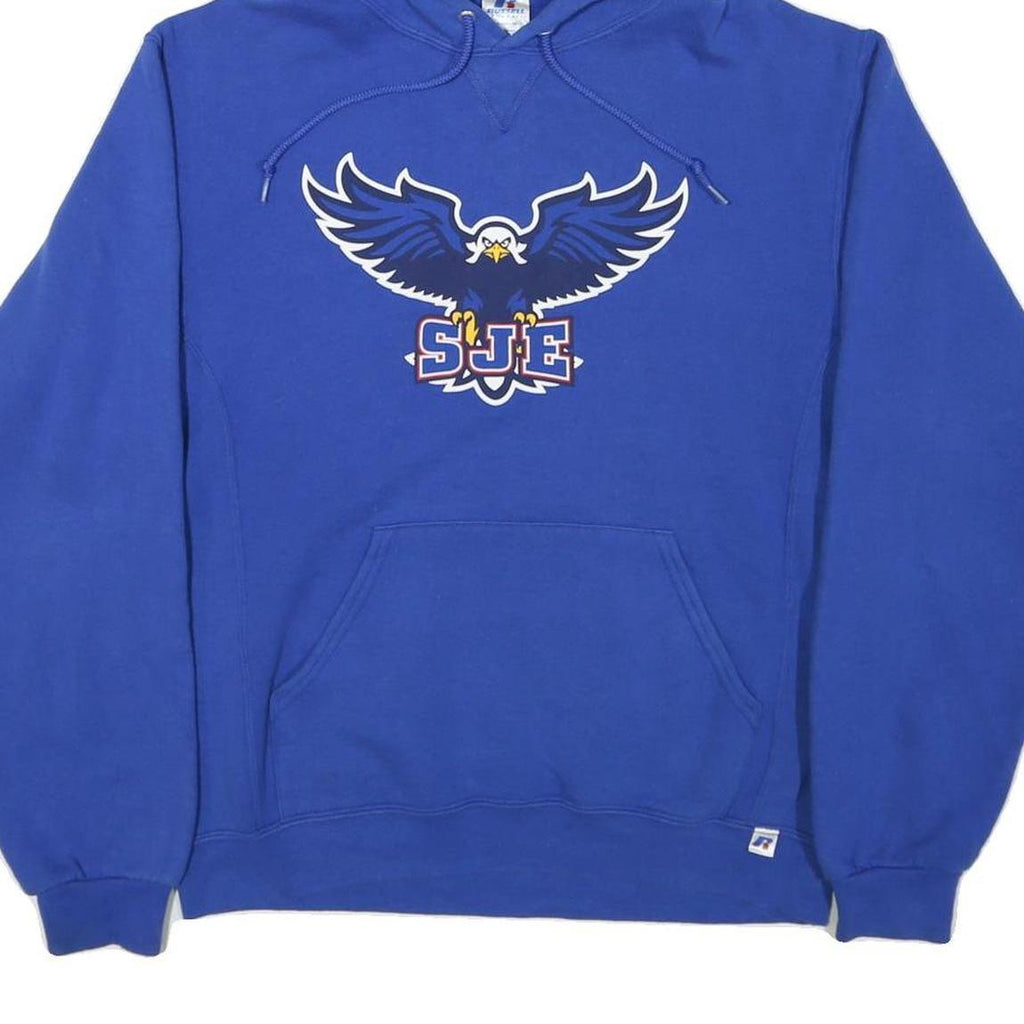 RUSSELL ATHLETIC Mens Blue Hoodie M Pullover Cotton Blend Eagle Graphic