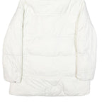 TOMMY HILFIGER Womens White Button Puffer Jacket M Polyester Blend Faux Fur Hood