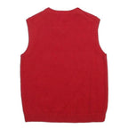 POLO RALPH LAUREN Boys Red Cotton Plain V-Neck Basic Knit 7Y Sweater Vest