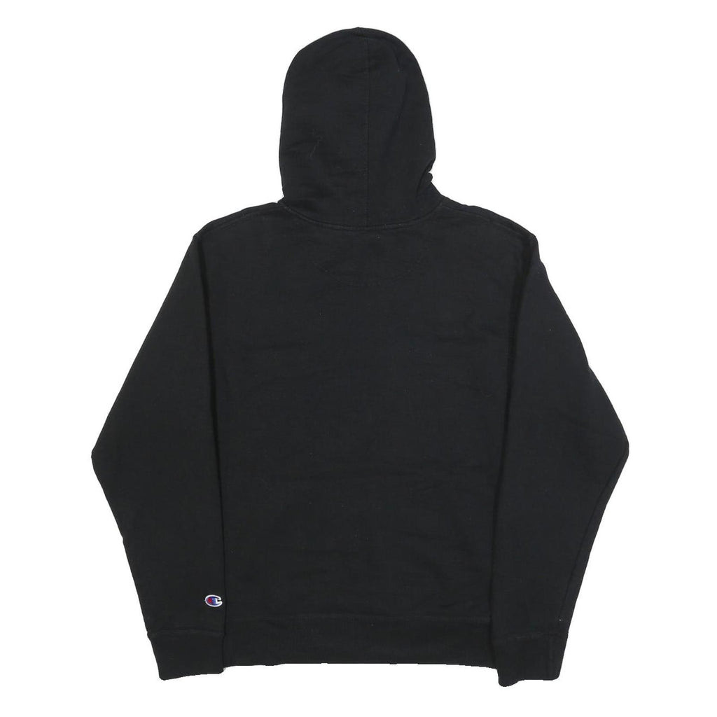 CHAMPION Mens Black Hoodie S Cotton Blend Pullover Logo Sweatshirt