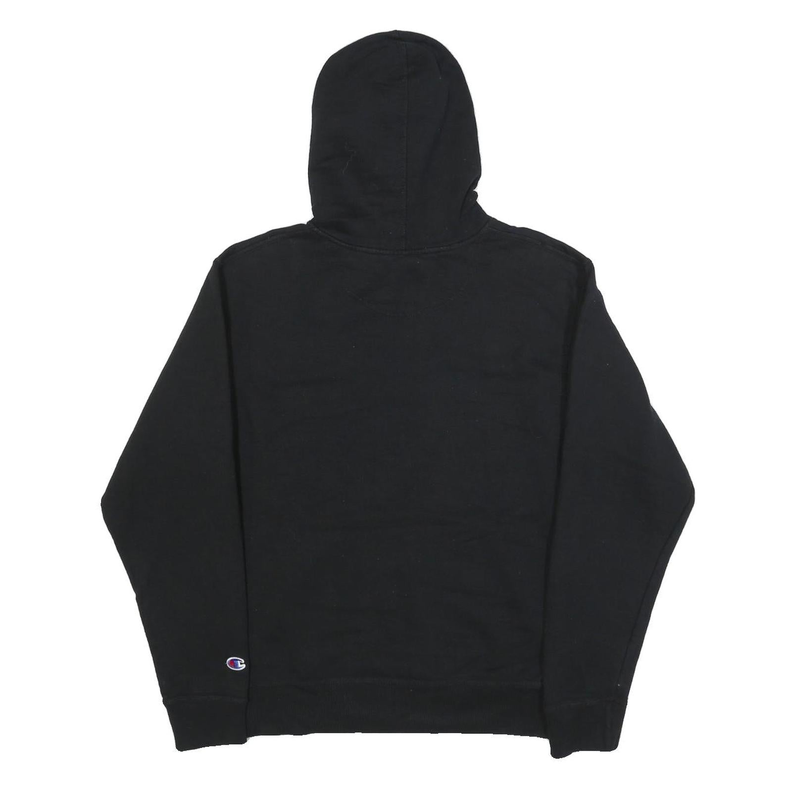 CHAMPION Mens Black Hoodie S Cotton Blend Pullover Logo Sweatshirt