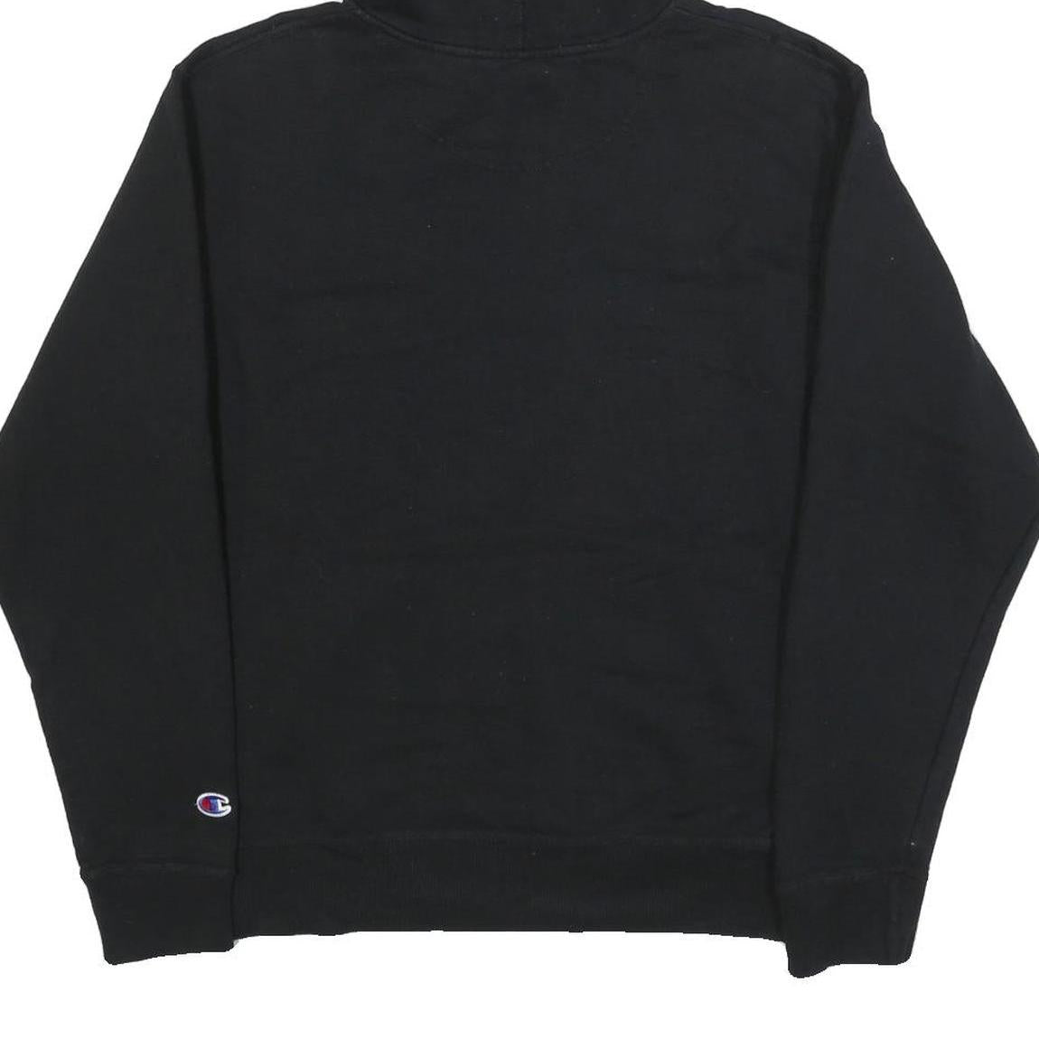 CHAMPION Mens Black Hoodie S Cotton Blend Pullover Logo Sweatshirt