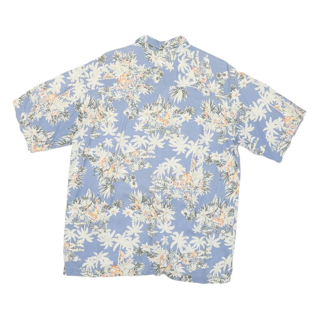 IZOD Mens Blue & White Floral Rayon Short Sleeve Shirt M Summer Casual