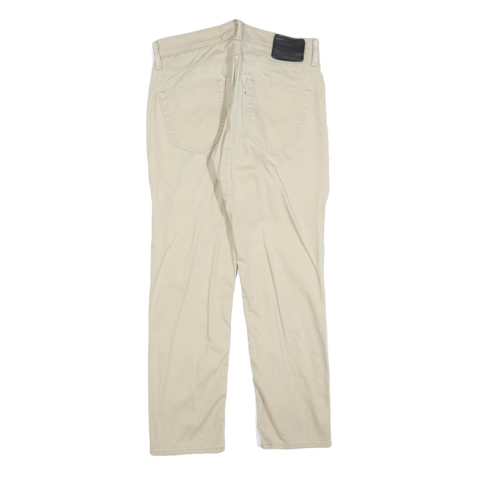 LEVI'S Mens Slim Cotton Blend Beige Trousers W30 L26 Classic Zip Casual Stylish