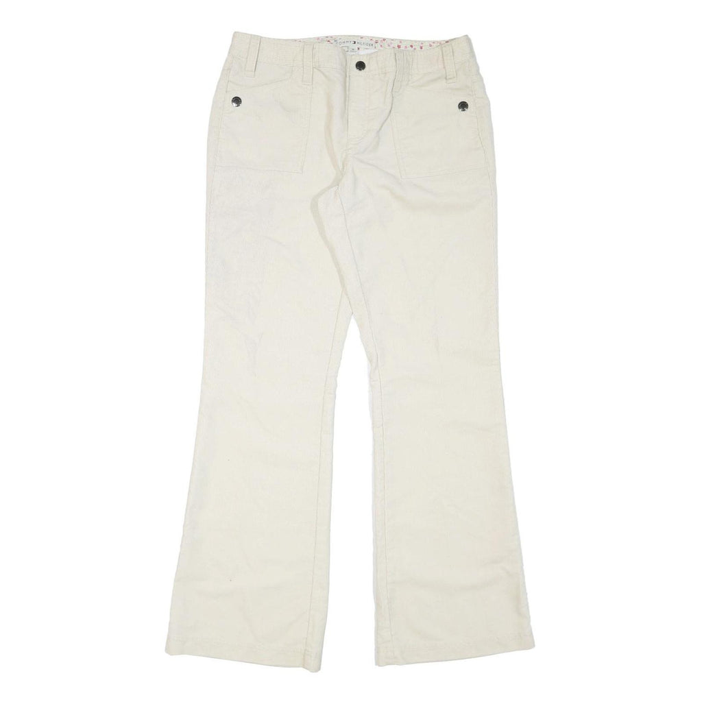 TOMMY HILFIGER Womens Cotton Blend Cream Regular Fit Straight Trousers W34 L33